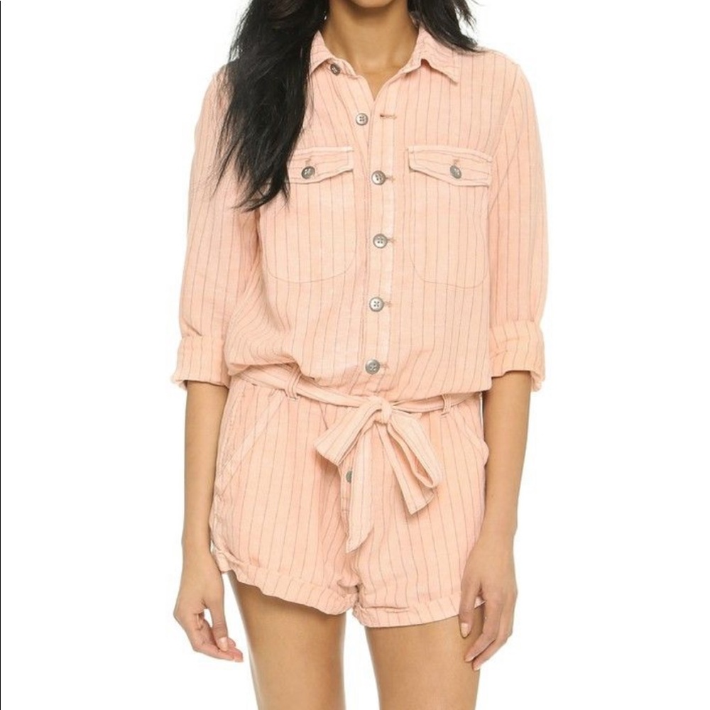 Free People Pink Stripe Romper